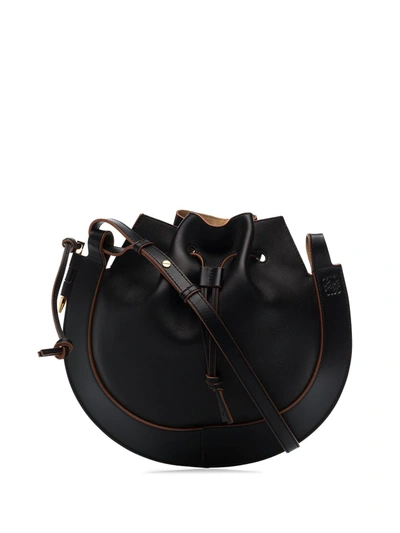 Shop Loewe Horseshoe Leather Shoulder Bag In Black