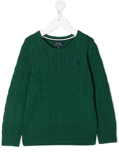 Shop Ralph Lauren Long-sleeved Embroidered Logo Jumper In Green