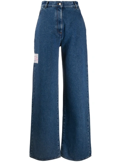 Shop Gcds High-rise Wide-leg Jeans In Blue