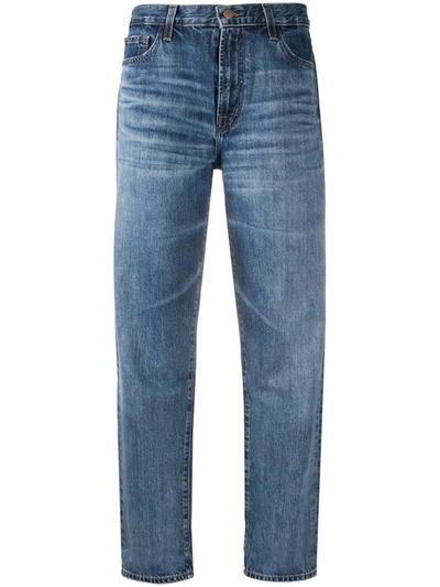 Shop J Brand Mid Rise Straight Leg Jeans In Blue