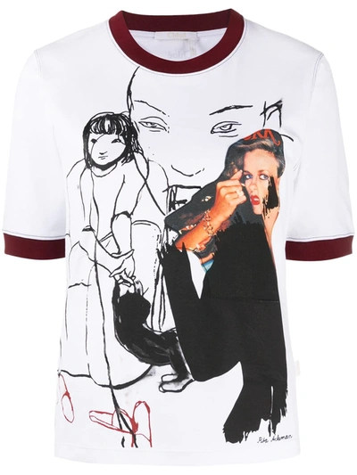 Shop Chloé X Rita Ackermann Graphic Print Ringer T-shirt In White