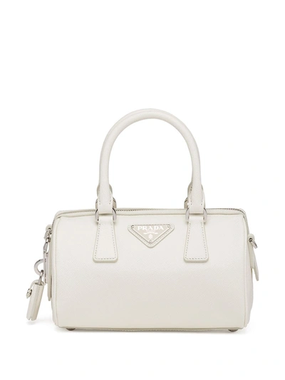 Shop Prada Re-edition Triangle Logo Tote Bag In White