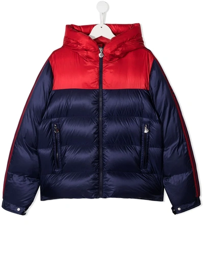 Shop Moncler Teen Two-tone Puffer Jacket In Blue