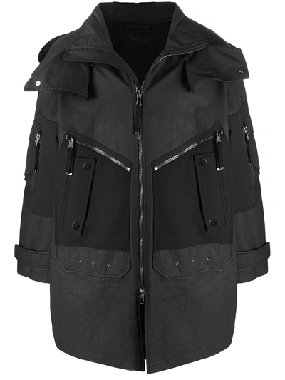 Shop Diesel Black Gold Flap-pocket Hooded Parka Coat In Black