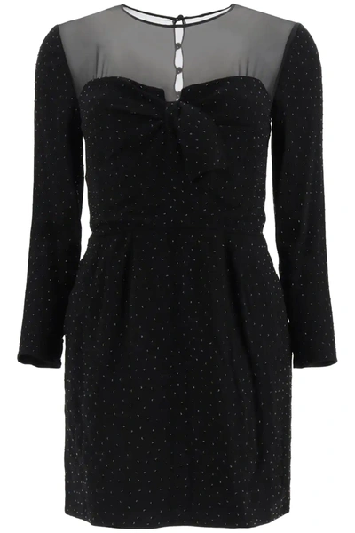 Shop Saint Laurent Mini Dress With Crystals In Black