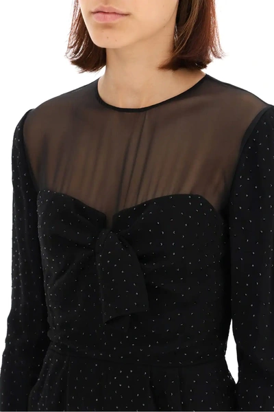 Shop Saint Laurent Mini Dress With Crystals In Black