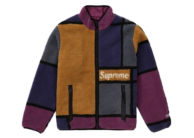 Pre-owned Supreme Reversible Colorblocked Fleece Jacket Purple