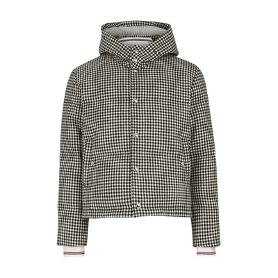 Shop Thom Browne Hooded Puffer Jacket In Blk Wht
