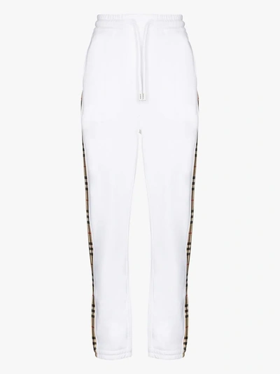 Shop Burberry Vintage Check Stripe Track Pants In White