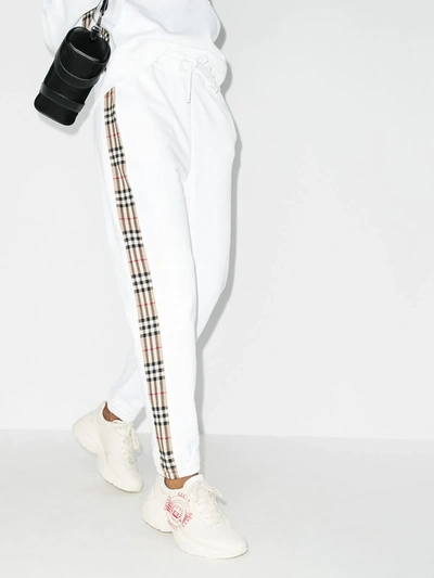 Shop Burberry Vintage Check Stripe Track Pants In White