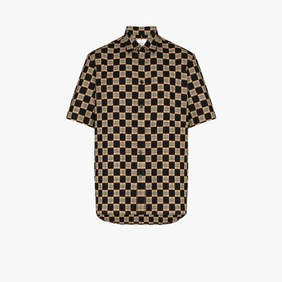 Shop Burberry Trulo Checked Short Sleeve Shirt In Black