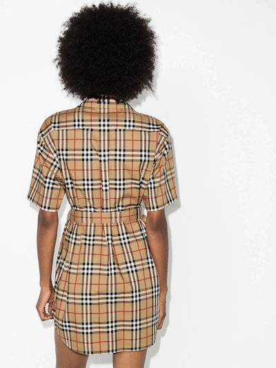 Shop Burberry Rachel Vintage Check Shirt Dress In Neutrals