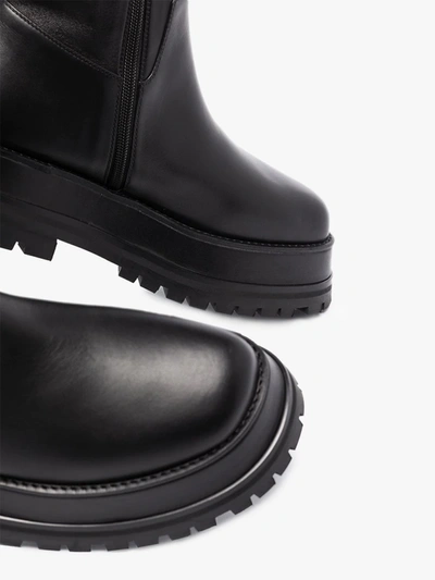 Shop Burberry Black Hurr Leather Ankle Boots
