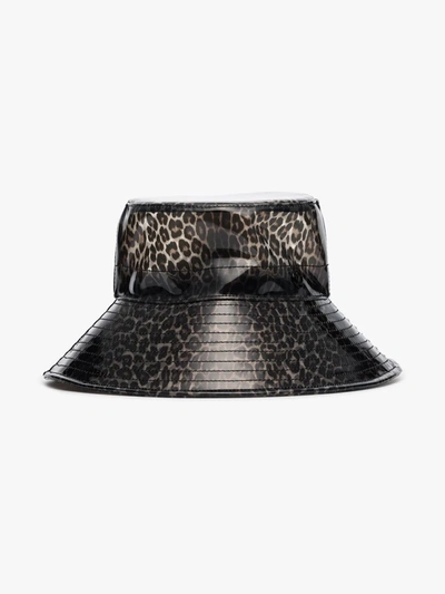 Shop Maison Michel Brown Charlotte Leopard Print Bucket Hat