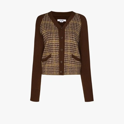 Shop Re/done Houndstooth Button-up Knit Cardigan In Brown