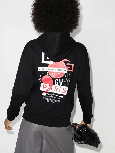 Shop Givenchy Paris Graphic Cotton Hoodie In Black