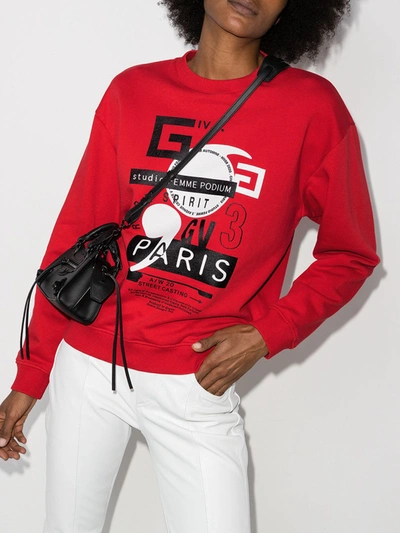 Shop Givenchy Red Paris Graphic Cotton Sweatshirt