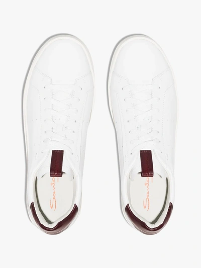 Shop Santoni White Low Top Leather Sneakers