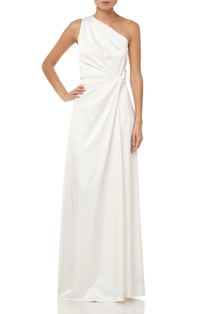 satin sheath gown
