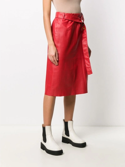 Shop Alysi Leather Skirt In Red