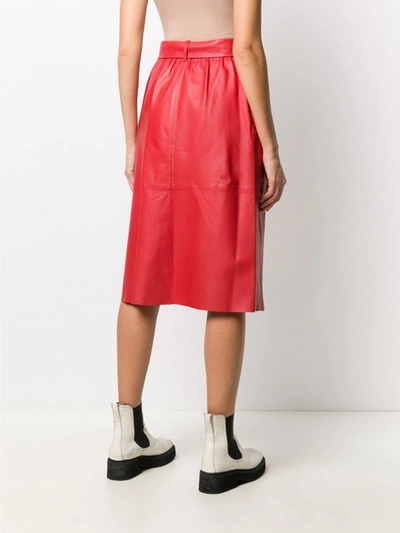 Shop Alysi Leather Skirt In Red