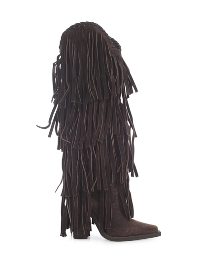 Shop Dsquared2 High Boot W/fringes In Testa Di Moro