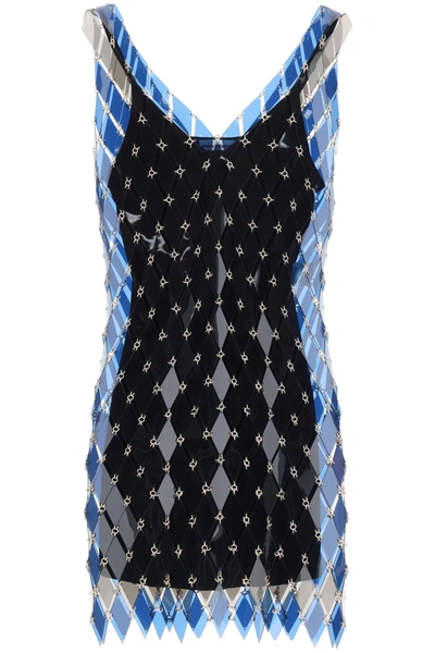 Shop Rabanne Pvc Diamond Dress In Navy Grey (blue)
