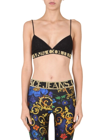 Shop Versace Jeans Couture Lace Top In Nero
