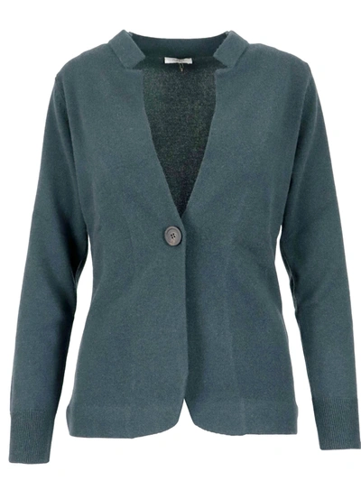 Shop Peserico Wool Cardigan In Green Pine