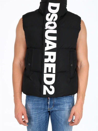 Shop Dsquared2 Macrologo Down Vest In Black