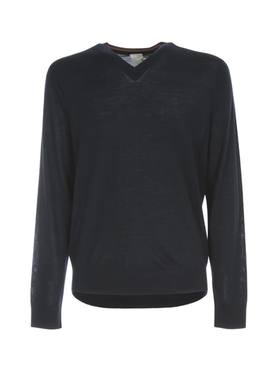 Shop Paul Smith Merino Wool Sweater V Neck In Dk Na