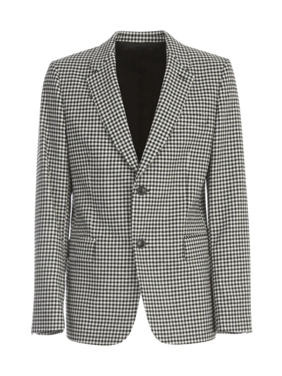 Shop Ami Alexandre Mattiussi Men Lined Two Buttons Jacket Wool Blend Gingham In Black Off White