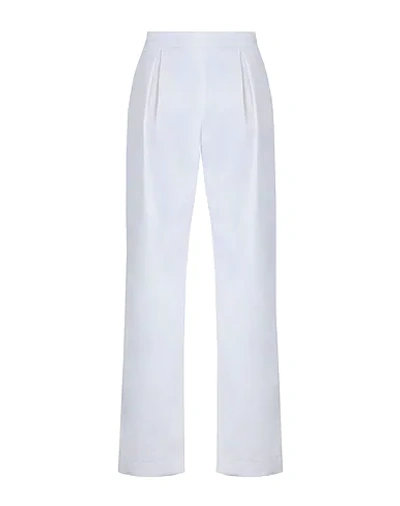 Shop 8 By Yoox Cotton Blend Pleated High-waist Cuffed Pants Woman Pants White Size 4 Cotton, Elastane