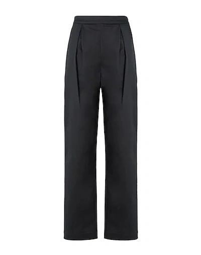 Shop 8 By Yoox Cotton Blend Pleated High-waist Cuffed Pants Woman Pants Black Size 10 Cotton, Elastane