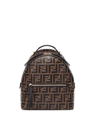 Shop Fendi Mini Ff Backpack In Brown