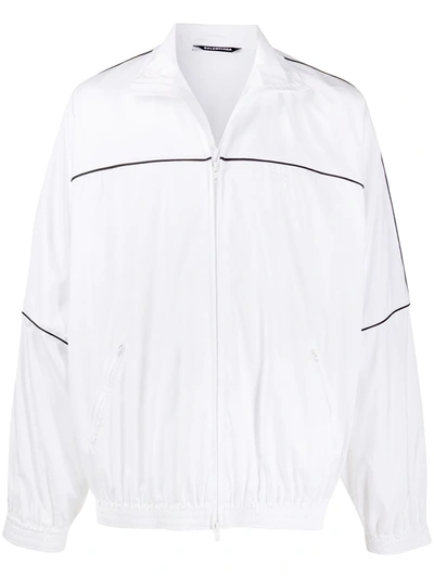 Shop Balenciaga Piped-trim Track Jacket In White