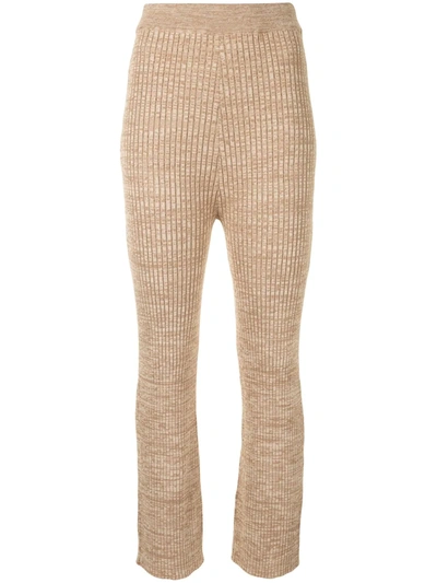 Shop Anna Quan Liza Ribbed Knit Trousers In Brown