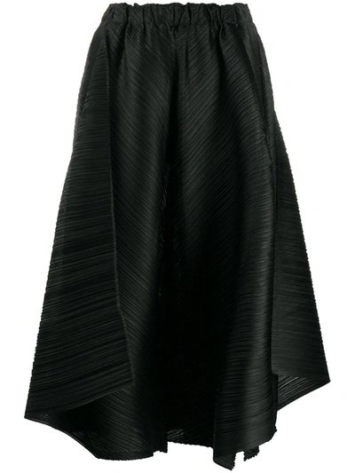 Shop Issey Miyake Pleated Midi Skirt In Black