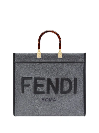 Shop Fendi Sunshine Large Tote Bag In Grey