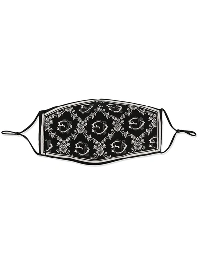 Dolce & Gabbana Brocade Print Poplin Face Mask In Black