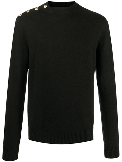 Shop Les Hommes Button-detail Knit Jumper In Black