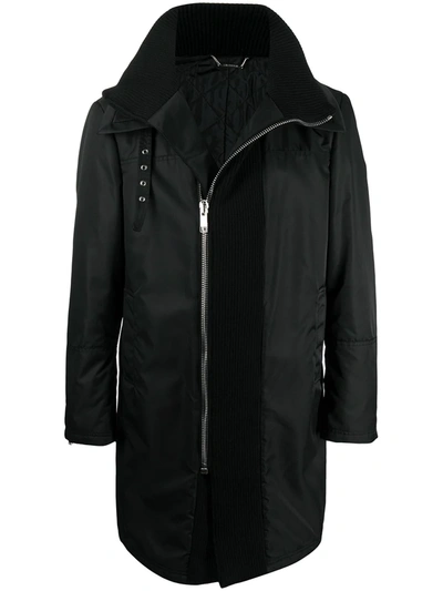 Shop Les Hommes Layered Lightweight Coat In Black