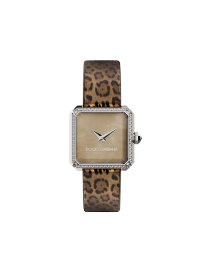 Shop Dolce & Gabbana Sofia Leopard 24mm Watch In Neutrals