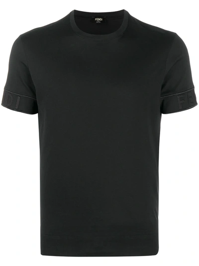 Shop Fendi Tape-trim T-shirt In Black