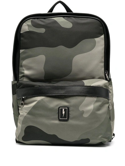 Shop Neil Barrett Camouflage-print Backpack In Green
