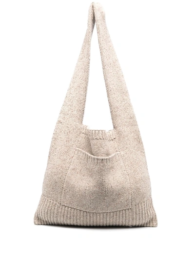 Shop Joseph Tweed Knit Shoulder Bag In Neutrals