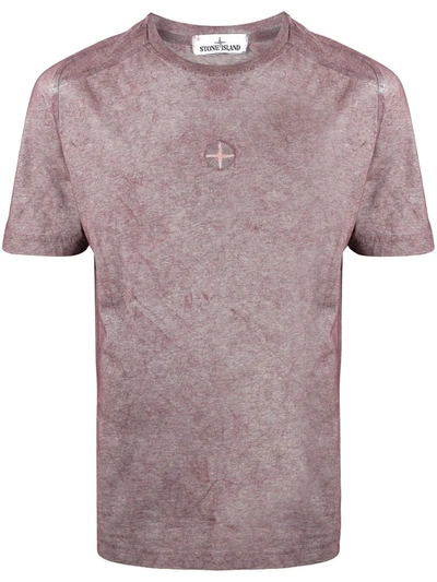 Shop Stone Island Logo-embroidered T-shirt In Pink