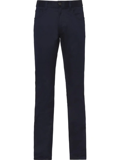 Prada Five-pocket Stretch Drill Jeans In Blue