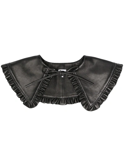 Shop Ganni Ruffled Tied Collar In Black