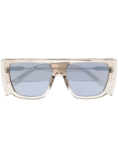 Shop Linda Farrow Magda Crystal Mask Sunglasses In Grey